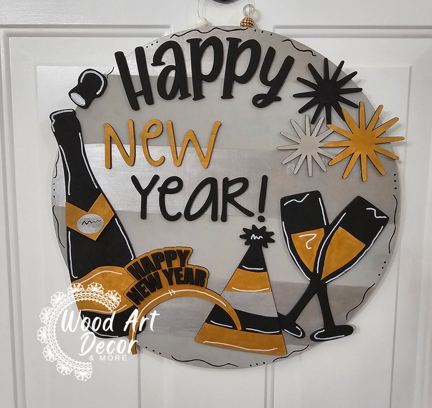 DIY Happy New Year 18" Door Hanger Cutouts
