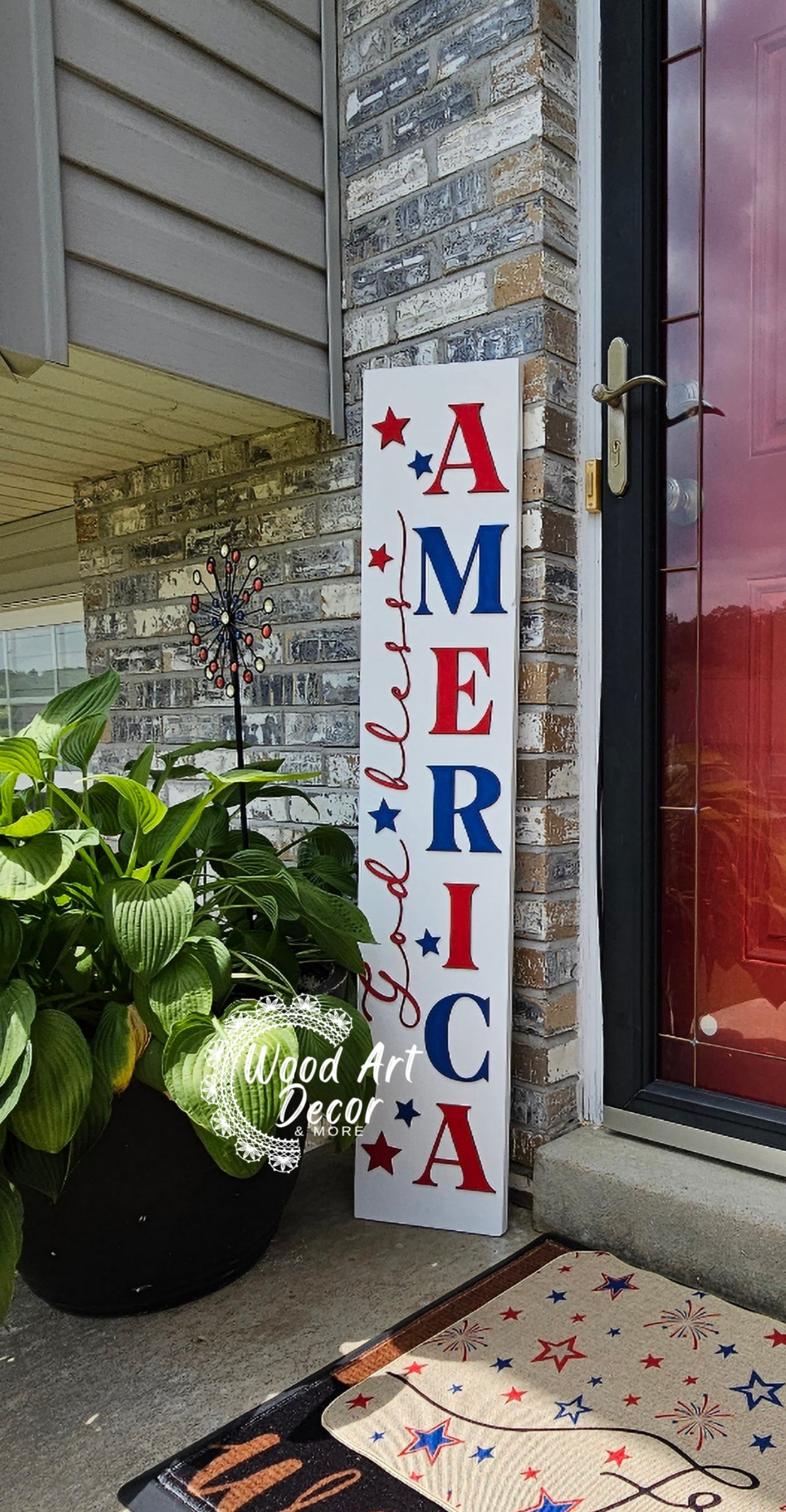 DIY God Bless America Porch Leaner Attachments