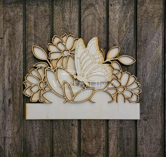 "Welcome" Sign Spring Flowers Insert