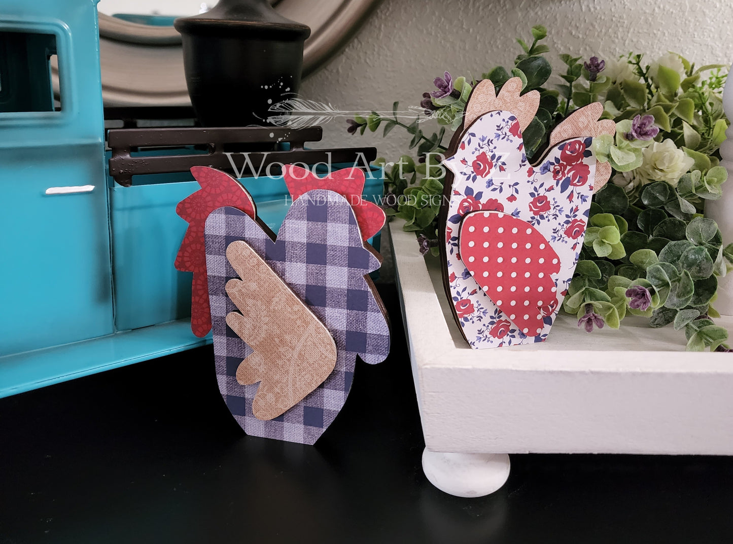 DIY Rooster & Hen Shelf Sitter